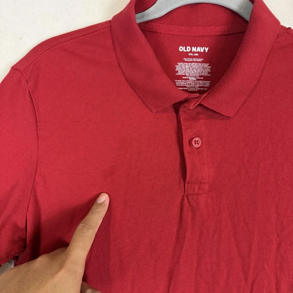 Old Navy Polo Shirt Boys 18 Red Uniform Jersey Knit Short Sleeve Schoolwear